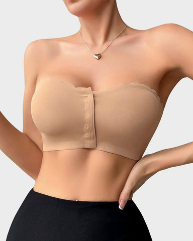 Strapless Front Closure Leopard Print Bra