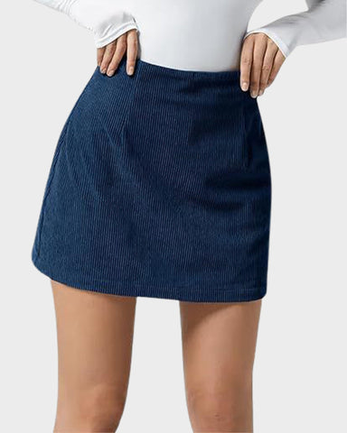 2-in-1 High Waisted Corduroy A-Line Skirt