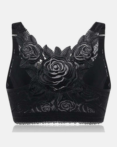 Rose Embroidery Front Closure Bra