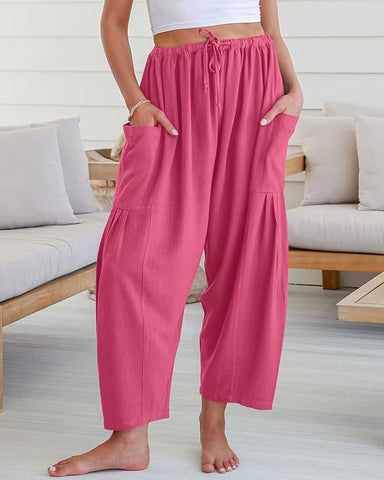 Breezy Linen Blend Wide-Leg Pants with Pockets