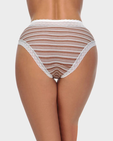 Cotton Seamless Printed Lace Stripe Briefs (5 Pack)