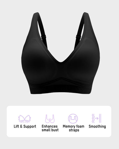 Deep-V Velvet Trim Wireless Push-Up Bra