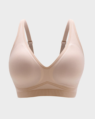 Deep-V Velvet Trim Wireless Push-Up Bra