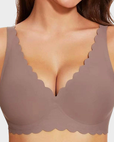 Deep V Seamless Scalloped Wireless Lift Bra