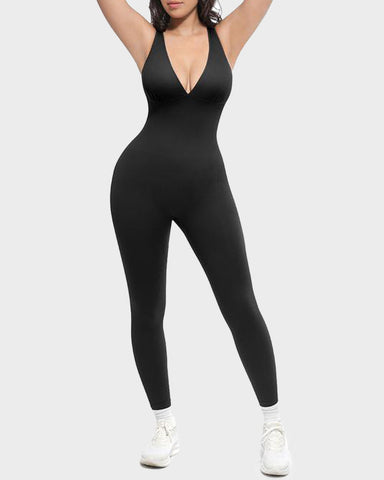 Deep V Tummy Control Sculpting Jumpsuit