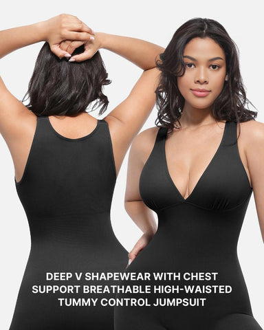 Deep V Tummy Control Sculpting Jumpsuit