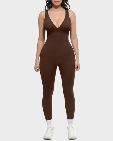 Deep V Tummy Control Sculpting Jumpsuit