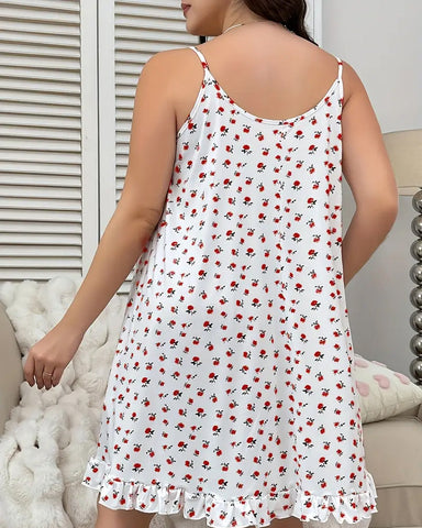 Ditsy Floral Lace-Trimmed Cami Sleep Dress