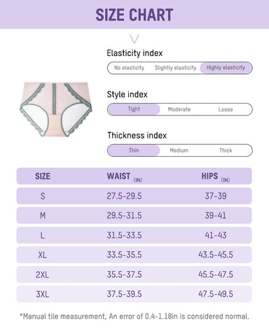 Elegant Antibacterial Mulberry Silk Mid-Waist Lace Panel Panties (3 Pack)