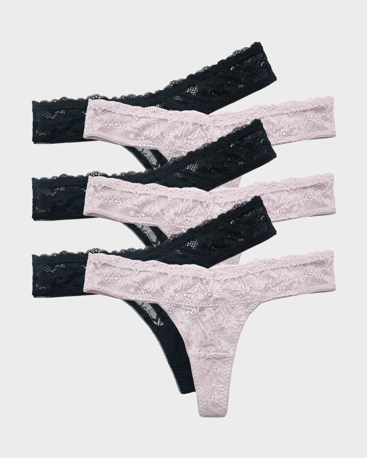 Elegant Comfort Floral Lace Thong (6 Pack)