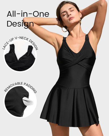 Floral Print One-Piece Swim Dress