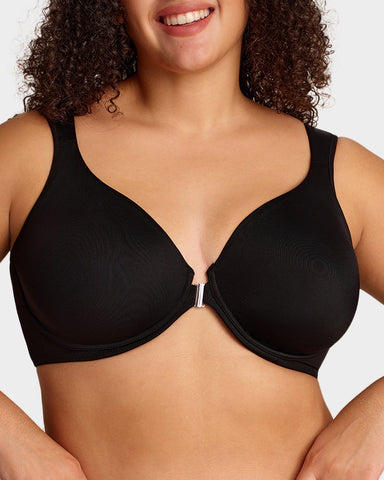 Front Closure Underwire Unlined Back Support Plunge Bra
