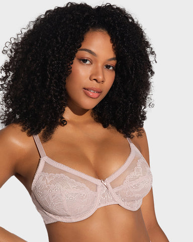 Full Coverage Lace Minimizer Bra - Petal