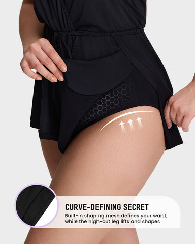 SculptSkin™ AirLift Halter V-Neck Swim Romper