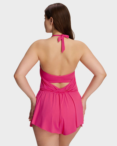 SculptSkin™ AirLift Halter V-Neck Swim Romper