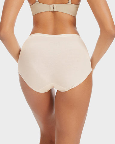 High-Waist Cotton Briefs with Extended Gusset & Antibacterial Lining (4 Pack)