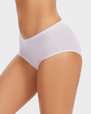 High-Waist Cotton Briefs with Extended Gusset & Antibacterial Lining (4 Pack)