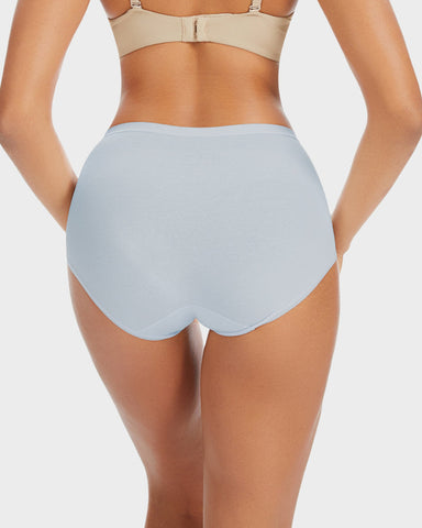 High-Waist Cotton Briefs with Extended Gusset & Antibacterial Lining (4 Pack)
