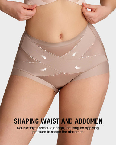 High-Waist Cross Compression Shaping Panties （6 Pack）