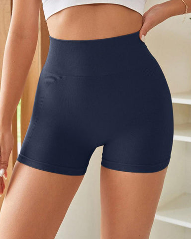 High-Waist Ribbed Butt-Lifting Shorts (4 Pack)