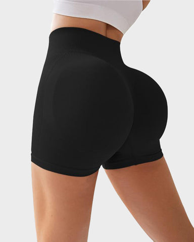 High-Waist Ribbed Butt-Lifting Shorts (4 Pack)