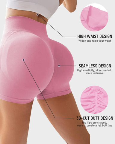 High-Waist Ribbed Butt-Lifting Shorts (4 Pack)