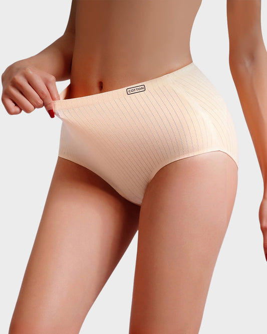 High-Waisted Cotton Seamless Lifting Briefs (4 Pack)
