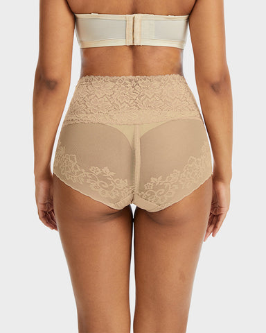 High Waist Lace V-Cut Breathable Shaping Panties (3 Pack)