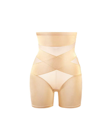 High Waist Cross Compression Mid-Thigh Shaping Shorts（2pcs ）