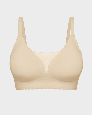 Lace Scalloped Wireless Seamless Push-Up Bra
