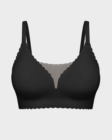 Lace Scalloped Wireless Seamless Push-Up Bra