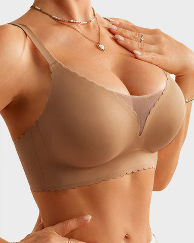 Lace Scalloped Wireless Seamless Push-Up Bra