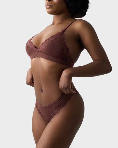 Lace Triangle Bralette & Briefs Set