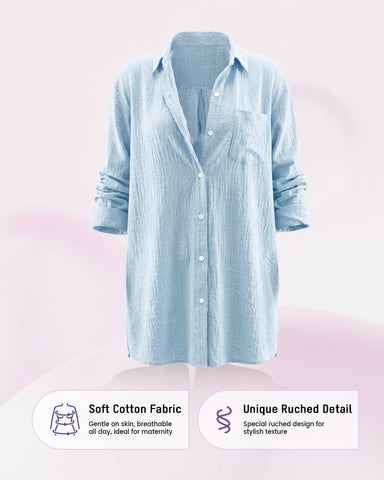 Lightweight Cotton Gauze Beach Cover-Up Shirt