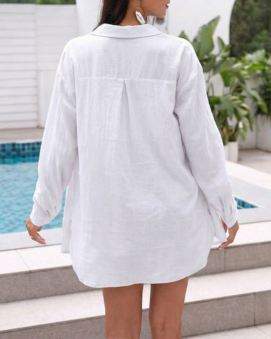 Lightweight Cotton Gauze Beach Cover-Up Shirt