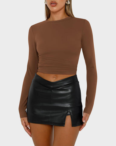 3-Pack Long Sleeve Slim Fit Crop Top