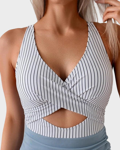 Mesh Cutout Tummy Control One-Piece Swimdress