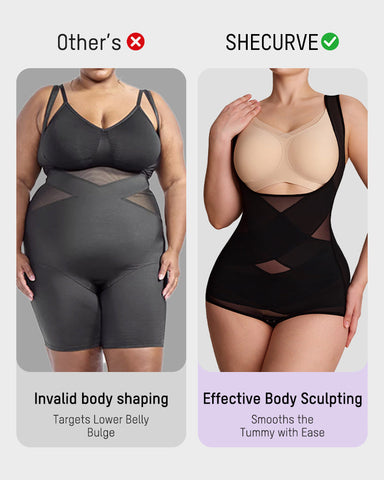 Open Bust Cross Compression Body Shaper