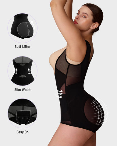 Open Bust Cross Compression Body Shaper