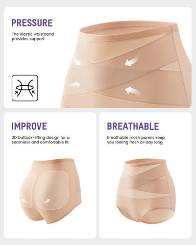 Plus-Size High-Waist Cross Tummy Control Panties (5 Pack)