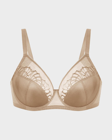Plus-Size Pearl Shimmer Lace Minimizer Bra