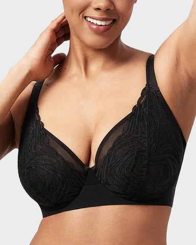 Plus Size Lace Mesh Full-Coverage Underwire Bra