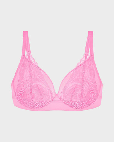 Plus Size Lace Mesh Full-Coverage Underwire Bra