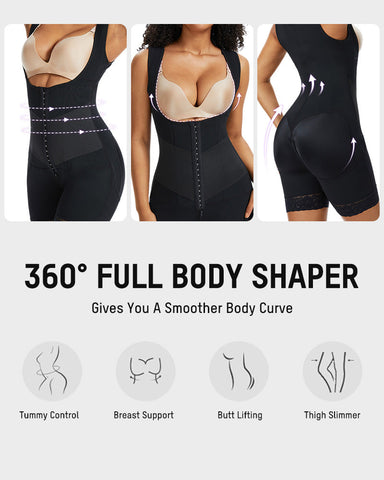 PowerMesh Double-Layer Open Bust Full Body Shaper