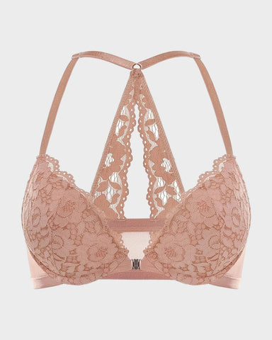 Push-Up Lace Racerback Front-Closure Bra