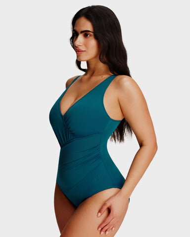 SculptSkin™ SmoothCore V-Neck One-Piece Swimsuit