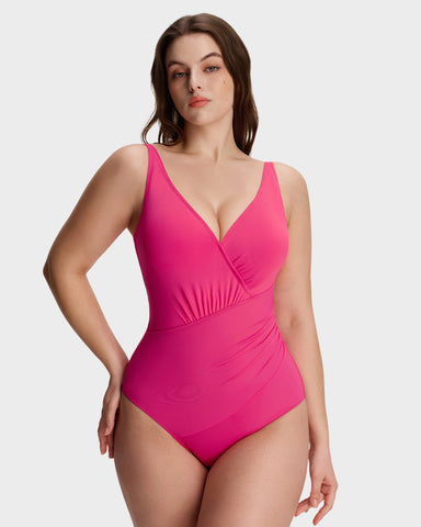 SculptSkin™ SmoothCore V-Neck One-Piece Swimsuit