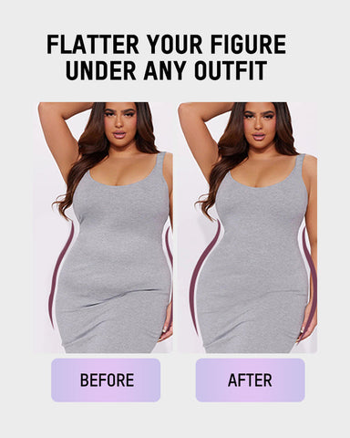 Sculpting Square Neck Seamless Ribbed Mini Dress