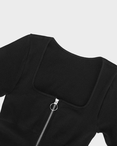 Seamless Ribbed Zip-Front Jumpsuit