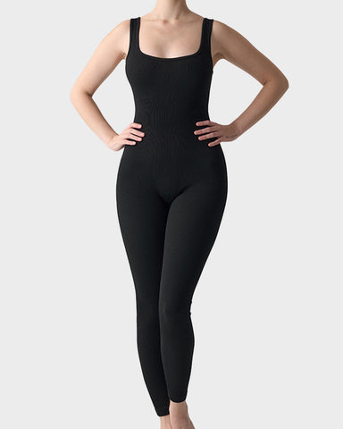 Seamless Square Neck Sculpting Sport Jumpsuit